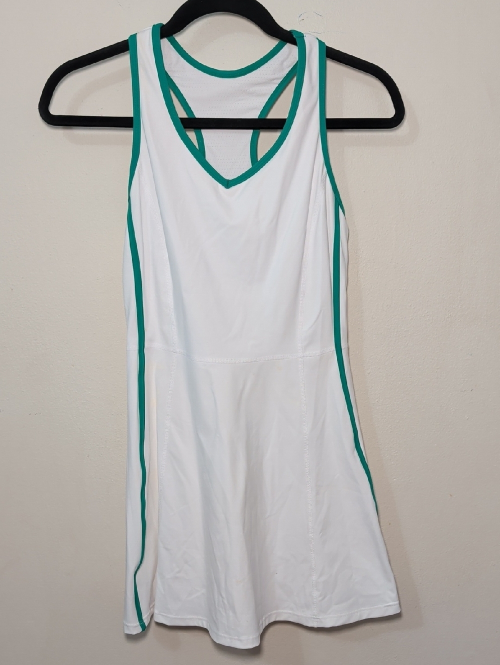 Attraco White Tennis Dress with Green Trim Racerback Preppy Women's Size S